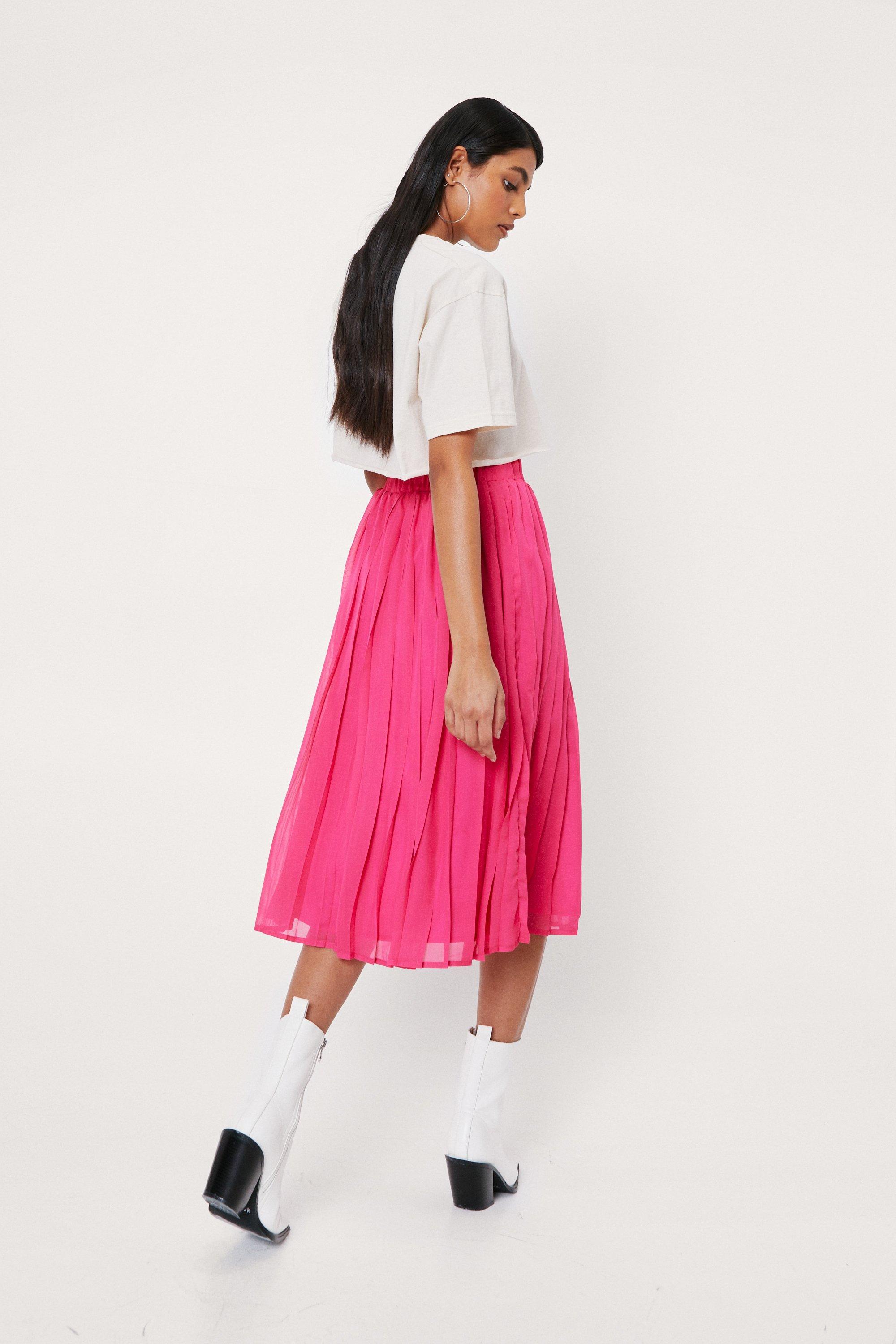 Pink pleated skirt outlet boohoo